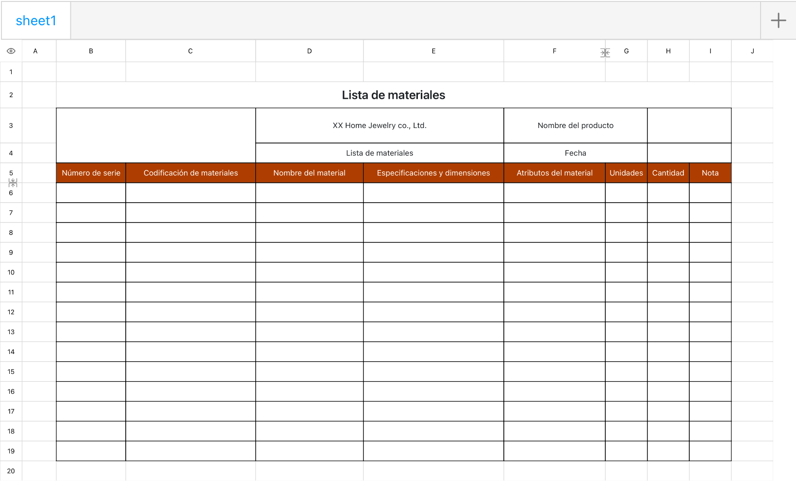 Lista de materiales